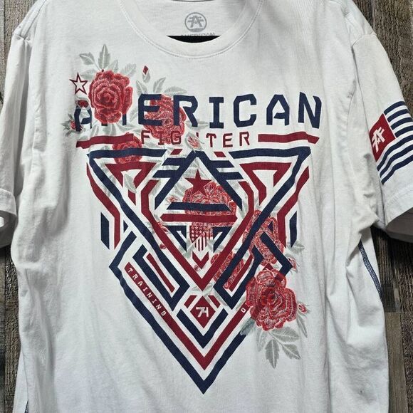 AMERICAN FIGHTER MAYVILLE Men's White Floral Graphic T-Shirt - Picture 3 of 7